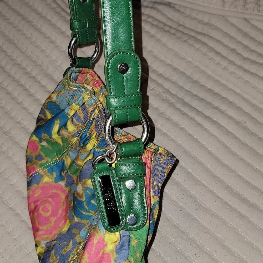 Nine West Boho Cloth Purse Leather Strap Handbag